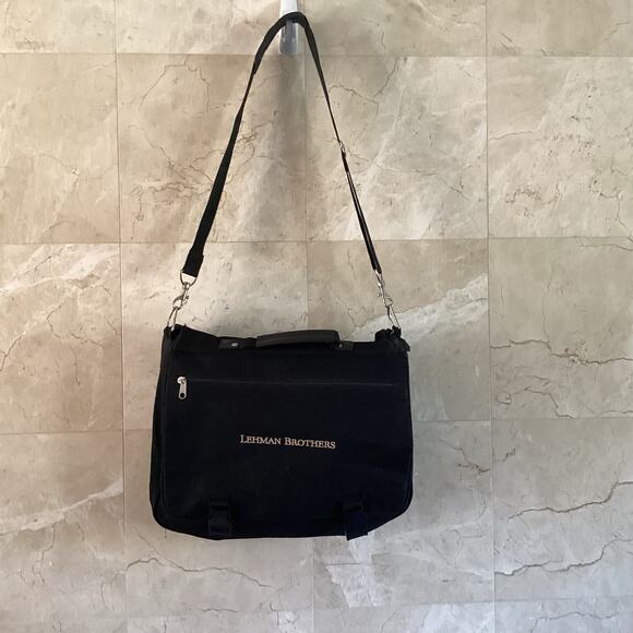 Lehman Brothers Black Canvas Work Bag Corporate Collapse Chic, Finance Bro Grail - Picture 9 of 11